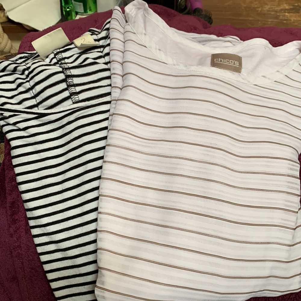2 Chico’s striped t/shirts size 2